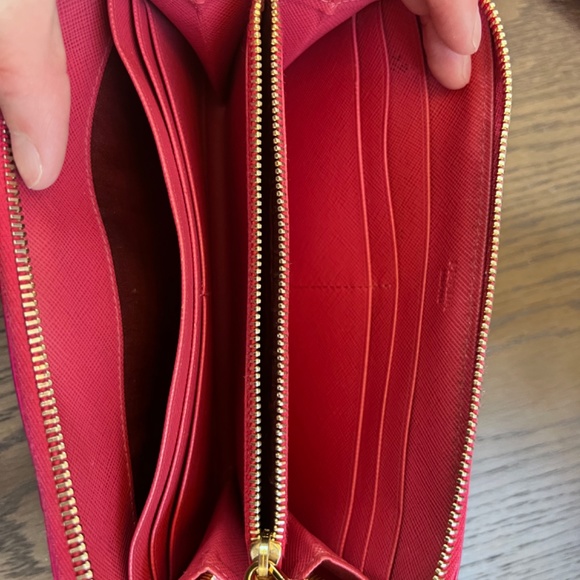 Pink Prada Saffiano Bow Zippy Wallet (Authentic) - Picture 5 of 15